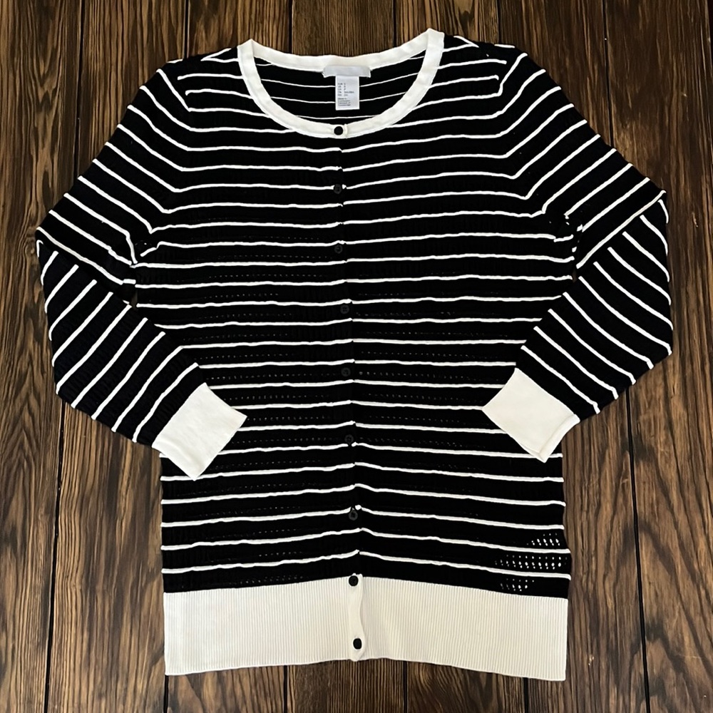 EUC H&M striped 3/4 sleeve cardigan